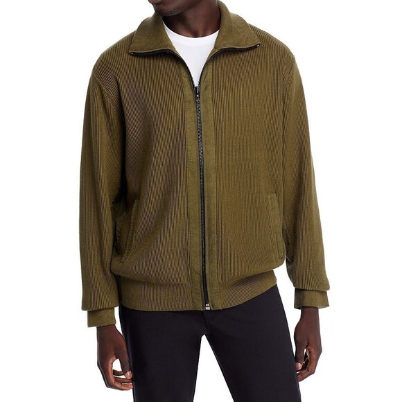 RAG & BONE Sweater Mens Large Green Zip Up Rib Knit Washed Dexter Andrew $328